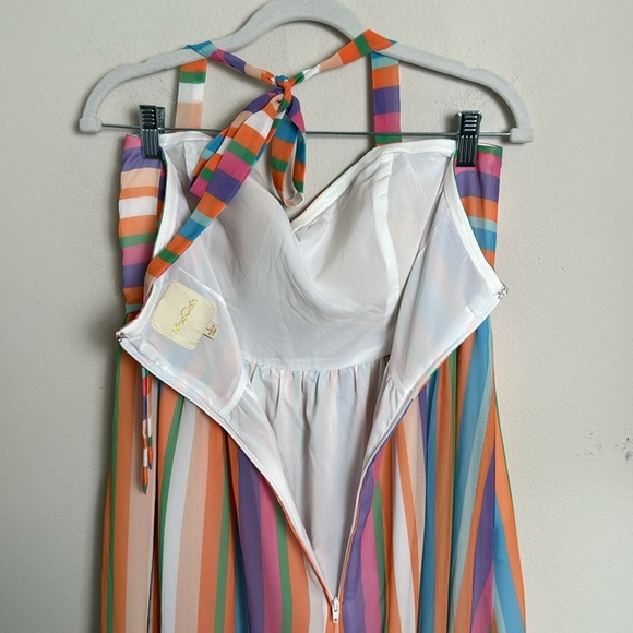 ModCloth Pastel Striped Halter Midi Dress Size Large - Picture 6 of 7